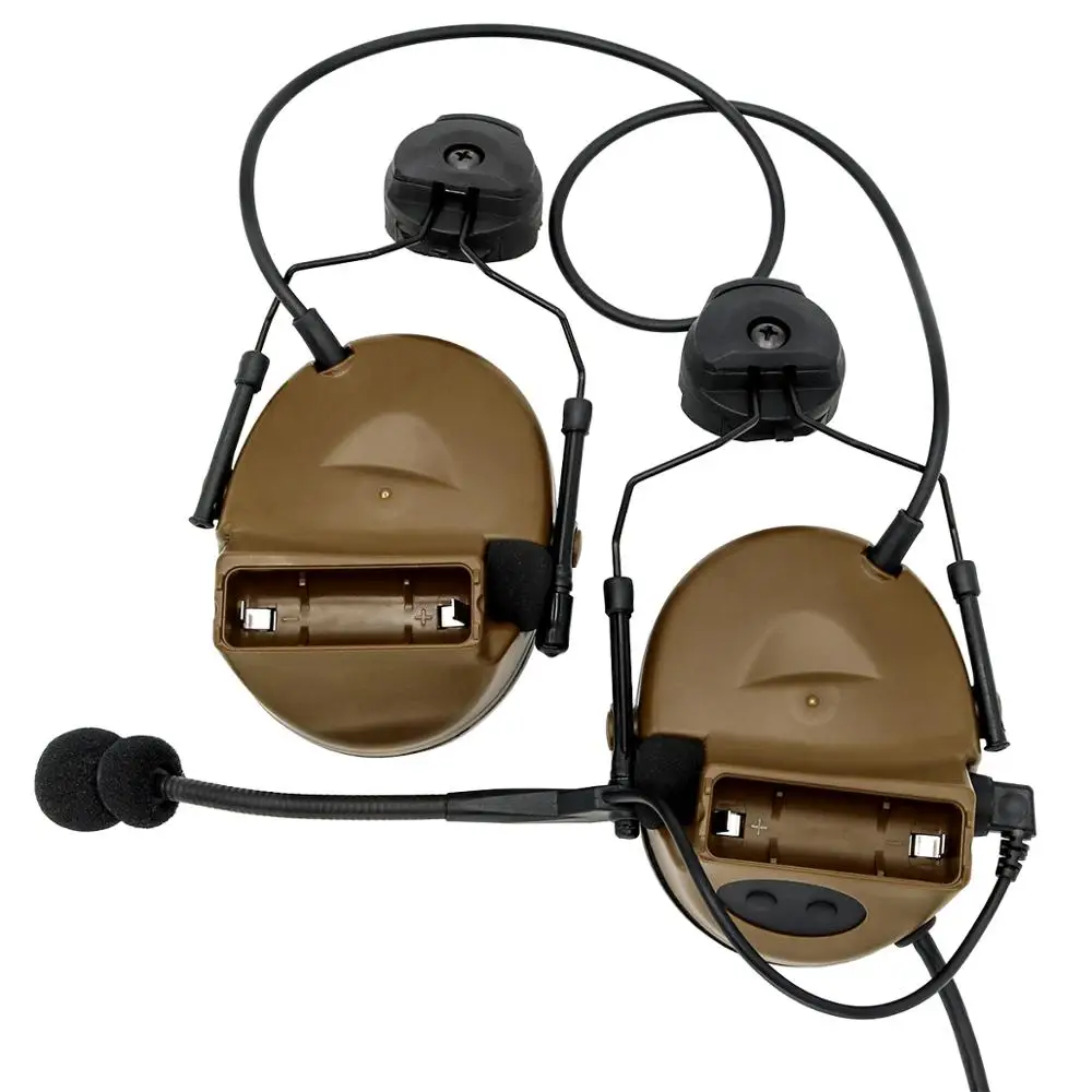 COMTAC II-soporte para casco, versión de captación de auriculares, reducción de ruido, protección auditiva, auriculares tácticos CB + U94 Ptt + adaptador de riel de arco - imagen 5