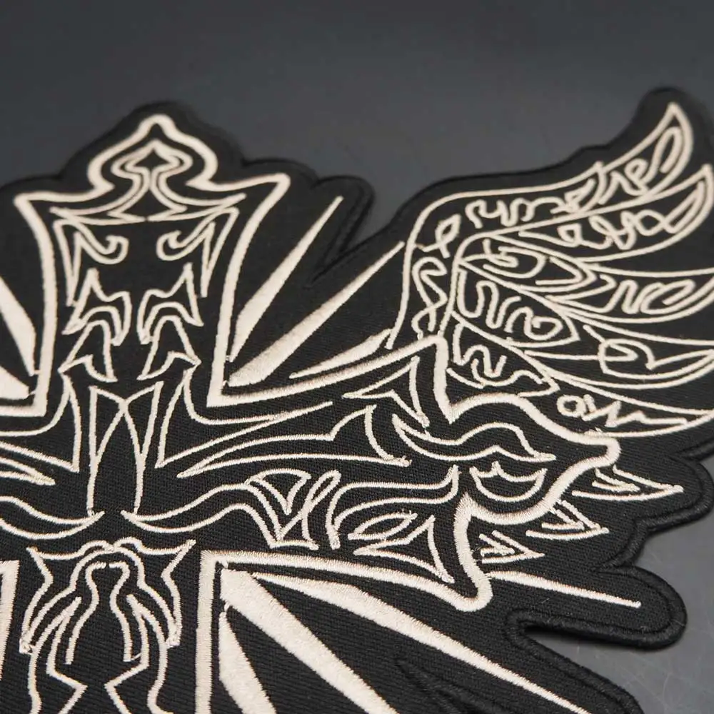 Parche bordado de cruz de ala, insignia de tela, chaqueta de cuero, decoración trasera, hierro de alta calidad - imagen 5