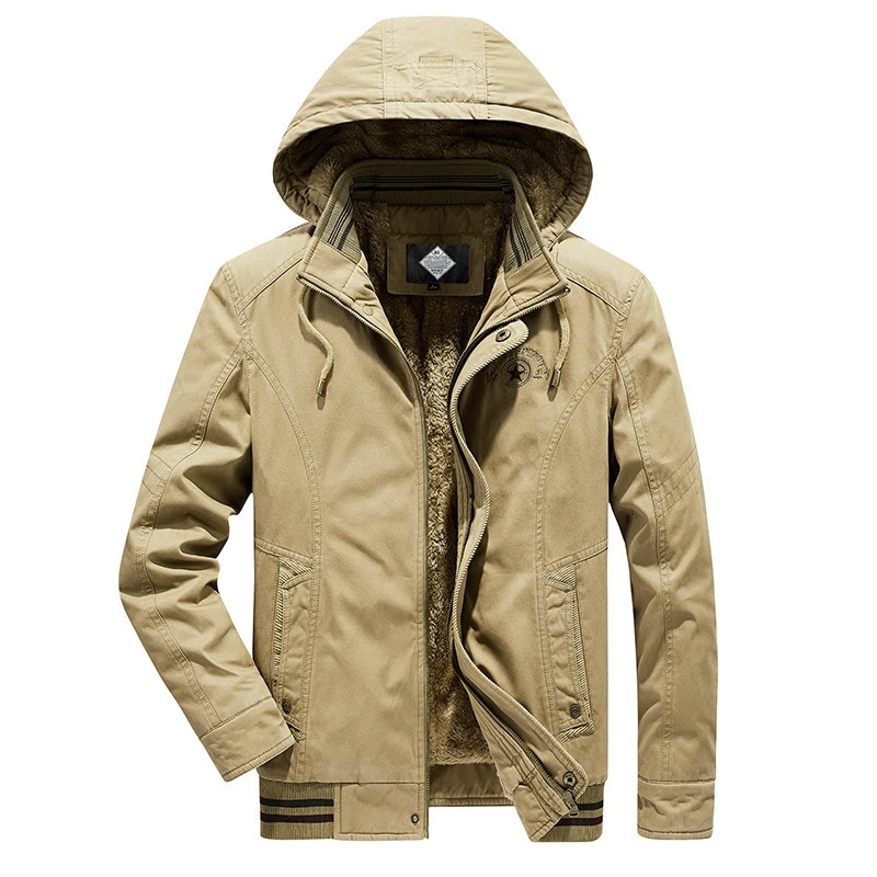 Chaqueta militar de invierno Para Hombre, Parka gruesa y cálida de algodón Para exteriores, forro de lana, con capucha, talla M-4XL