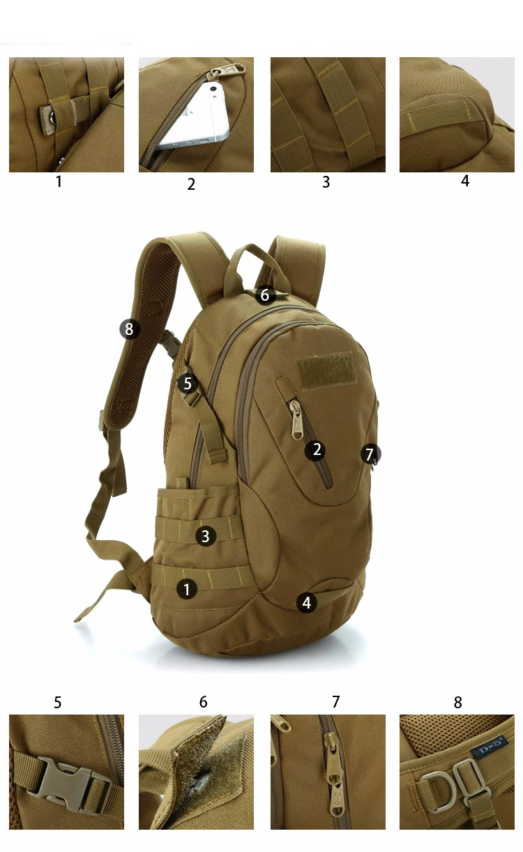 Mochila impermeable para deportes al aire libre, bolsa de 20l para acampar, viajar, montar, senderismo, Trekking - imagen 3
