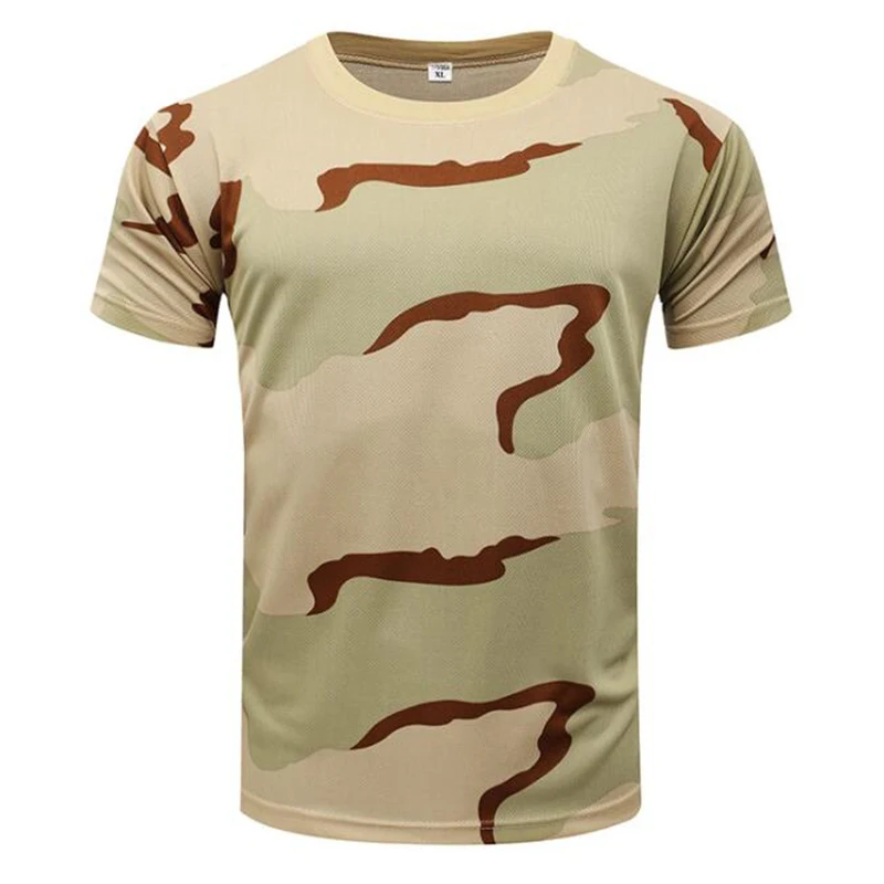 Camisas de camuflaje al aire libre para hombres, camisas tácticas de Camping, senderismo, caza, secado rápido, manga corta, militar, Airsoft - imagen 5