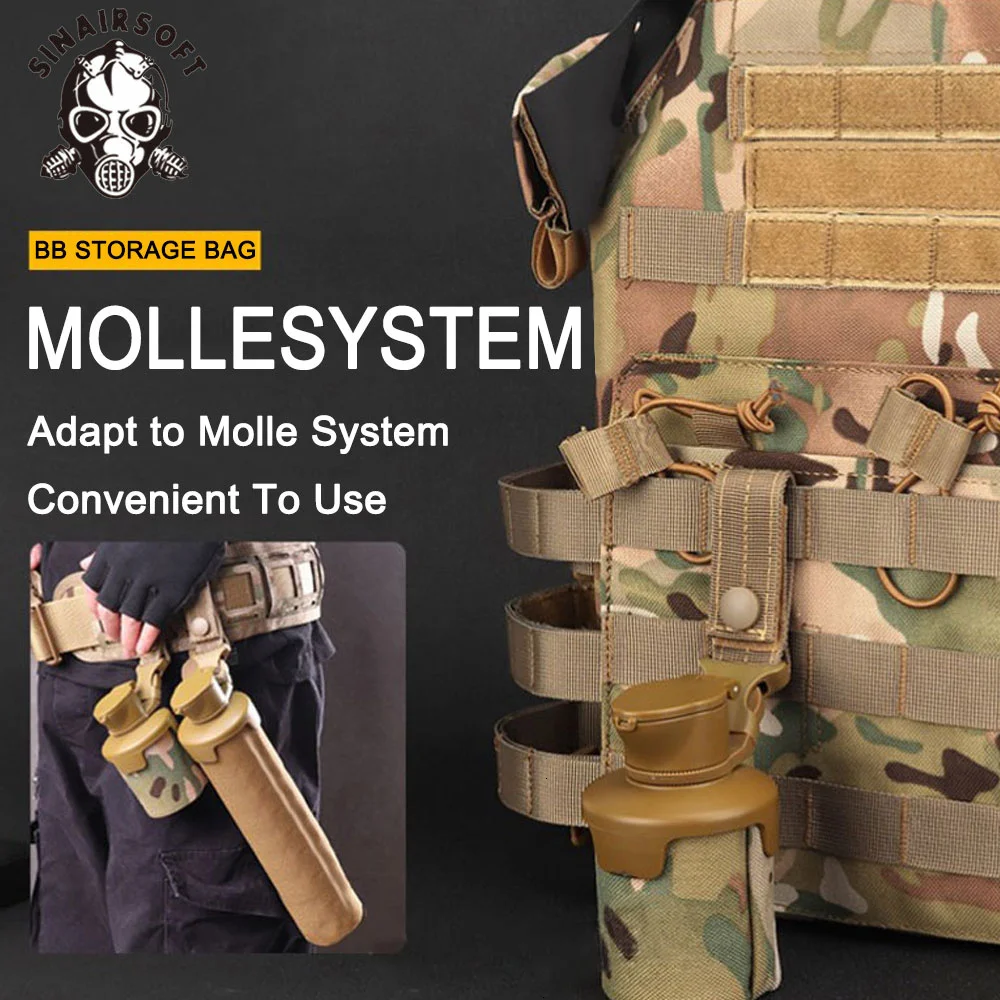 SINAIRSOFT-bolsa táctica BB plegable de nailon 1000D, sistema Molle de gran volumen, accesorios de tiro para Paintball - imagen 5