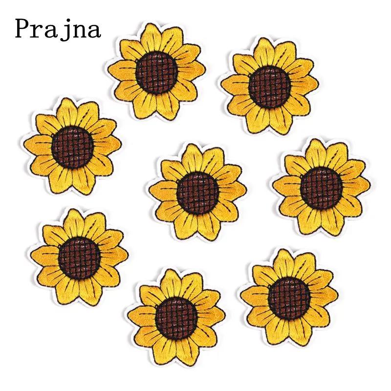 Prajna-Parches de girasol para planchar, pegatinas bordadas de dibujos animados, adorno para ropa, insignias DIY, bolso, zapatos, apliques, 10 piezas - imagen 2