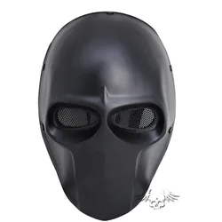 Máscara airsoft fibra de vidrio negra paintball cosplay