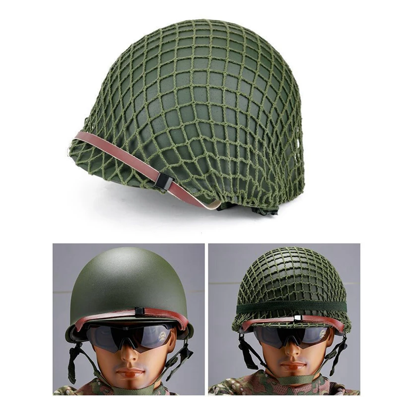 Casco militar de acero M1, réplica táctica del ejército de EE. UU., cascos protectores de la Segunda Guerra Mundial, WW2, CS para exteriores, Paintball, casco de acero verde - imagen 3