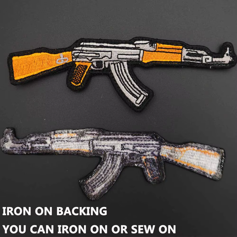AK47 pistola táctica samurái bordada, parche Punk, gancho de respaldo, insignia de moral en bolsa, chaqueta, sombrero de brazo - imagen 3