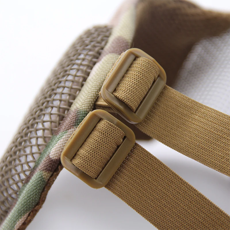 Máscaras tácticas Airsoft Paintball CS plegable media cara estilo de malla de acero de bajo carbono cómoda máscara protectora para las orejas - imagen 5