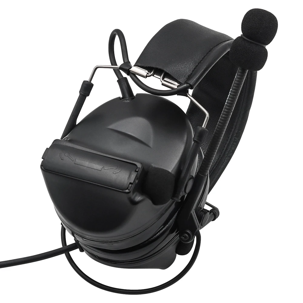 Un auricular de cuero negro con un micrófono