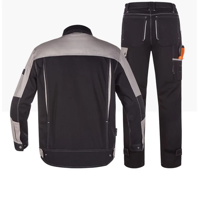 Conjunto de ropa de trabajo 100% de algodón para hombres y mujeres, uniformes duraderos antiescaldado con múltiples bolsillos para taller de soldadura de reparador de fábrica - imagen 5