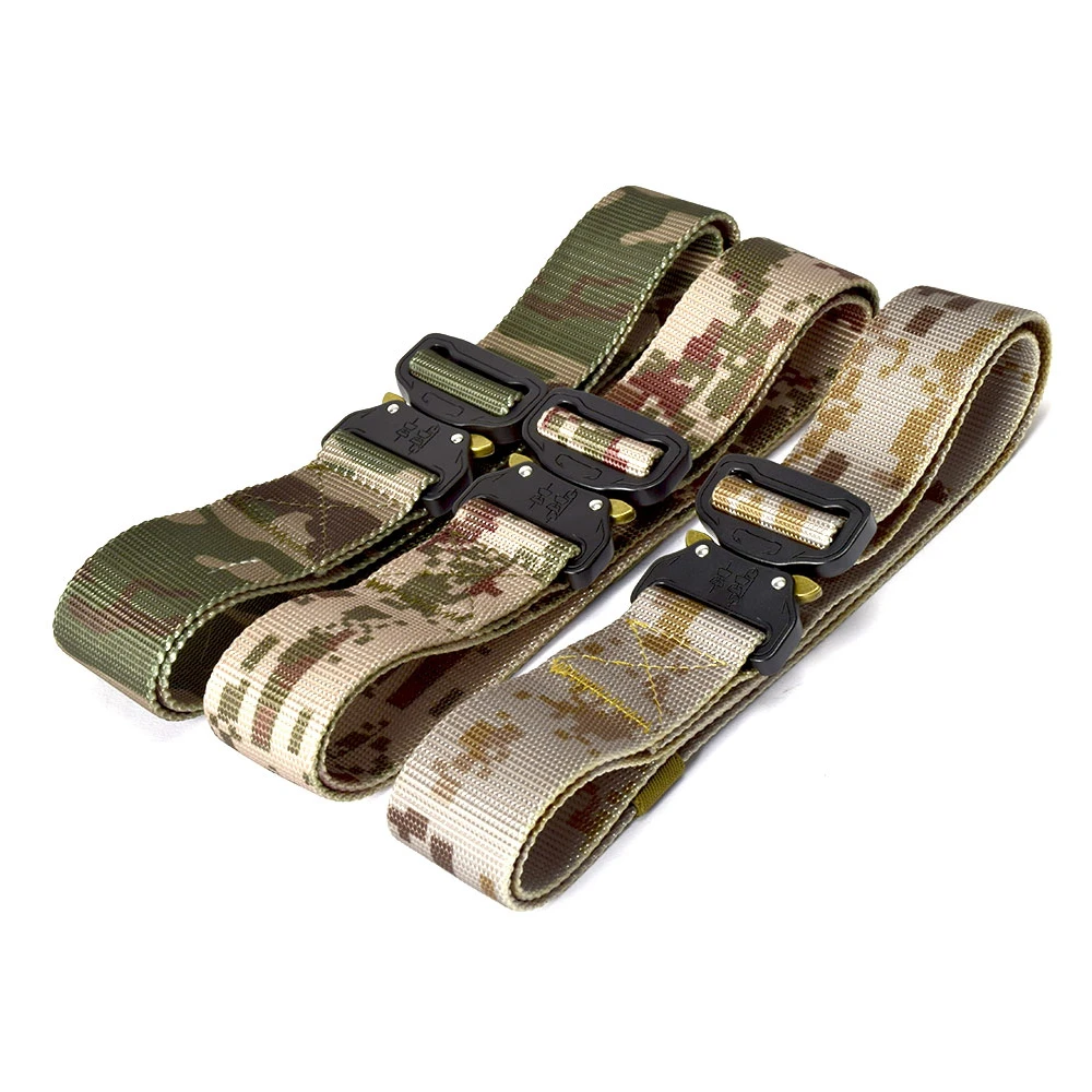 Cinturón táctico ajustable para hombre, gruesa hebilla de Metal, cinturón de nailon resistente, cinturones de combate, accesorios de caza multicamuflaje - imagen 5