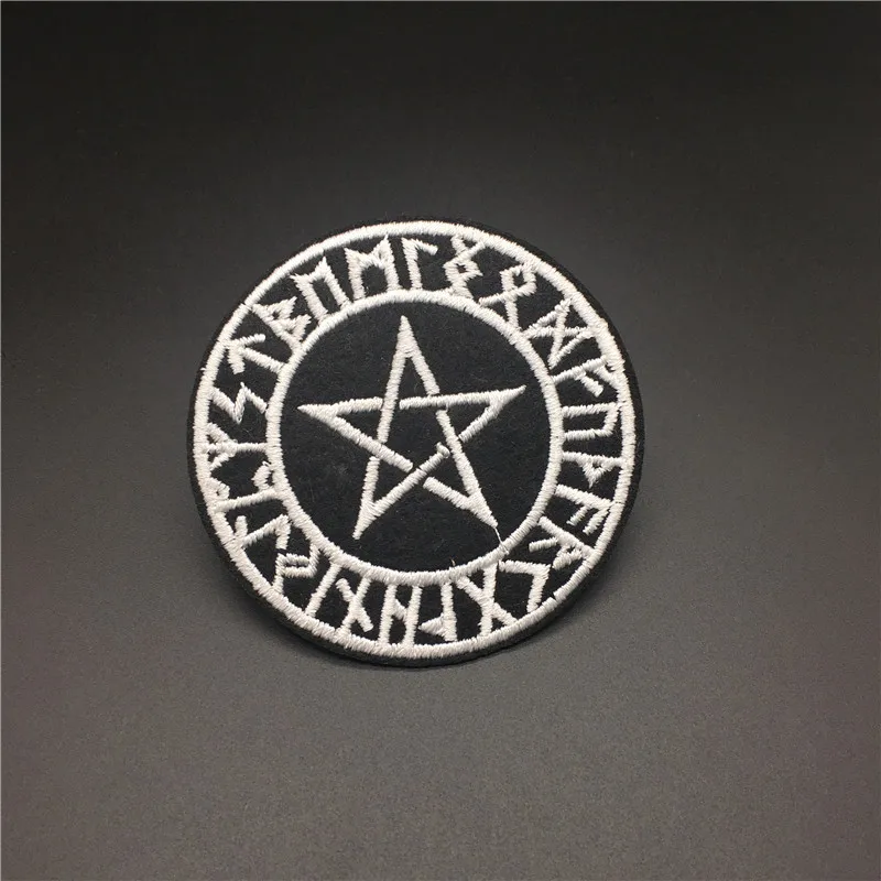 Pentagrama de tamaño: 7,1x7,1 cm, raya de ropa DIY para mochila, Parche de planchado, pegatina de ropa de costura, aplique de insignia bordada, 1 ud. - imagen 3