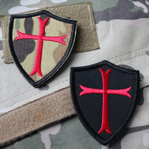 Parche de escudo cruzado de los caballeros templarios, insignia militar bordada del ejército para chaqueta y mochila