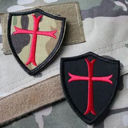 Parche de escudo cruzado de los caballeros templarios, insignia militar bordada del ejército para chaqueta y mochila