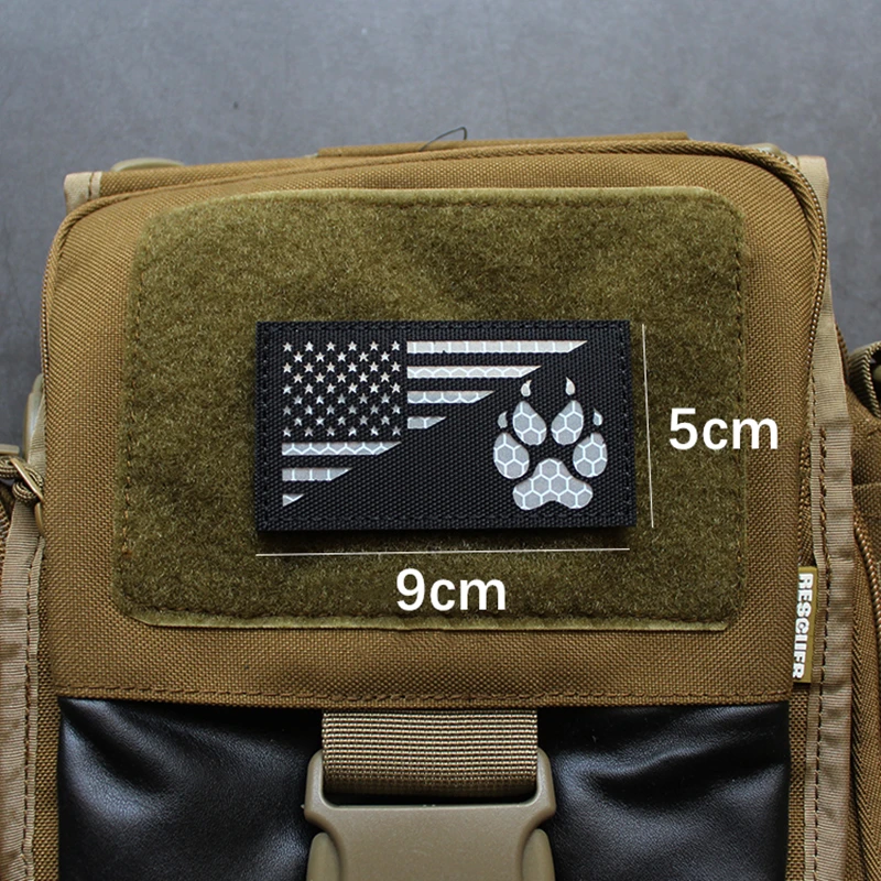 Parche reflectante IR, insignia táctica infrarroja con grabado láser de nailon, Bandera de EE. UU., K9, pata de perro, uniforme, USMC, Marines - imagen 4