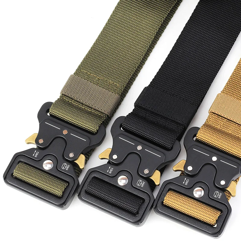 Cinturón táctico con hebilla de Metal, cinturón de combate resistente, cinturón de nailon para entrenamiento de caza al aire libre, 125/135CM de ancho, 3,8/4,3 cm - imagen 4