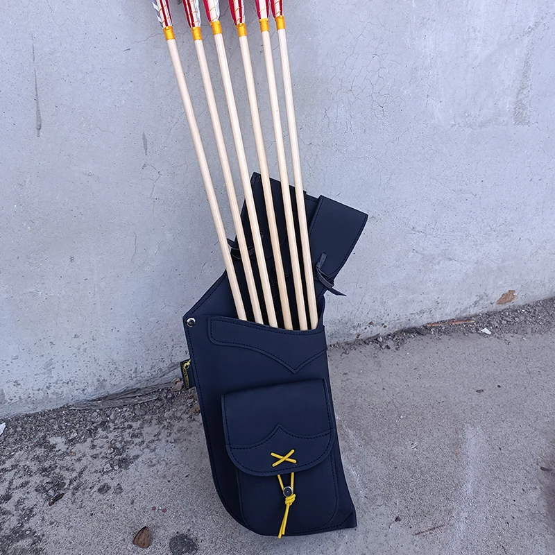 Tiro con arco tradicional de cuero de vaca, aljaba, bolsa de flecha, soporte de flecha para arco recurvo y compuesto, caza y tiro - imagen 2