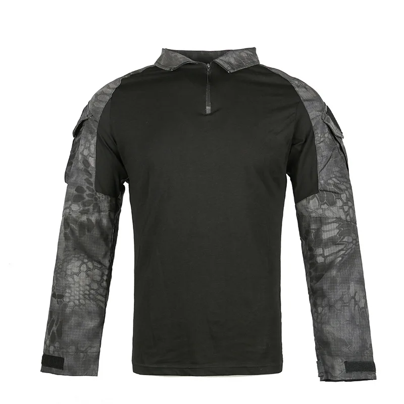 Camiseta táctica del ejército para hombres, camisa de camuflaje de manga larga con cremallera, camisa de combate de rana de asalto, uniforme militar, camisa de graduación para Club, fresca - imagen 5