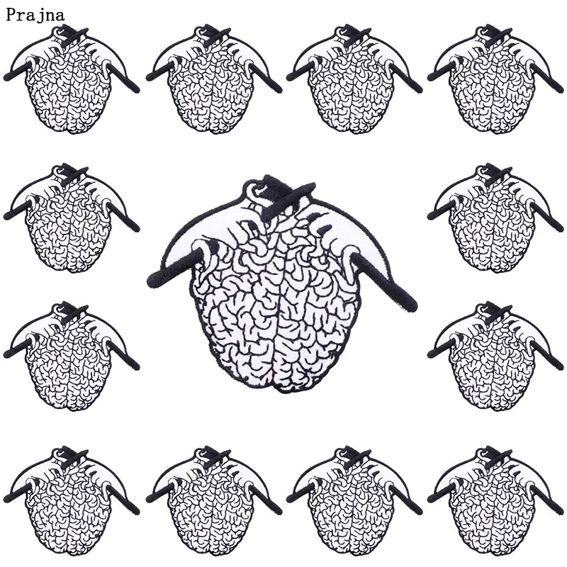 Prajna parches bordados Punk para ropa, parches termoadhesivos, Hippie, insignias para el cerebro, bricolaje, venta al por mayor, 10 unidades - imagen 2