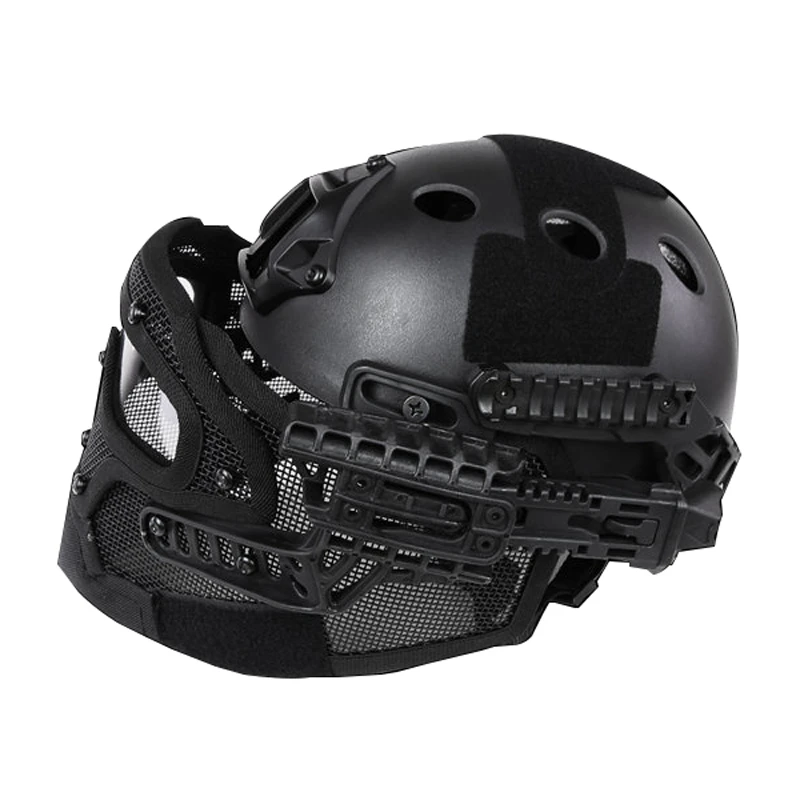 Airsoft PJ tipo Fast casco de seguridad, protector de cara completa, lente de PC, malla de acero, sistema G4, juego de combate, juego de guerra, accesorios de Paintball - imagen 2
