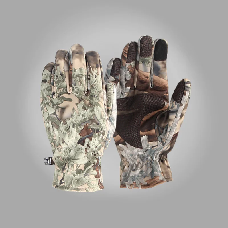 Guantes de caza de camuflaje biónico impermeables para el viento, guantes de pesca antideslizantes de lana térmica, guantes de pantalla táctil usable, Invierno - imagen 2