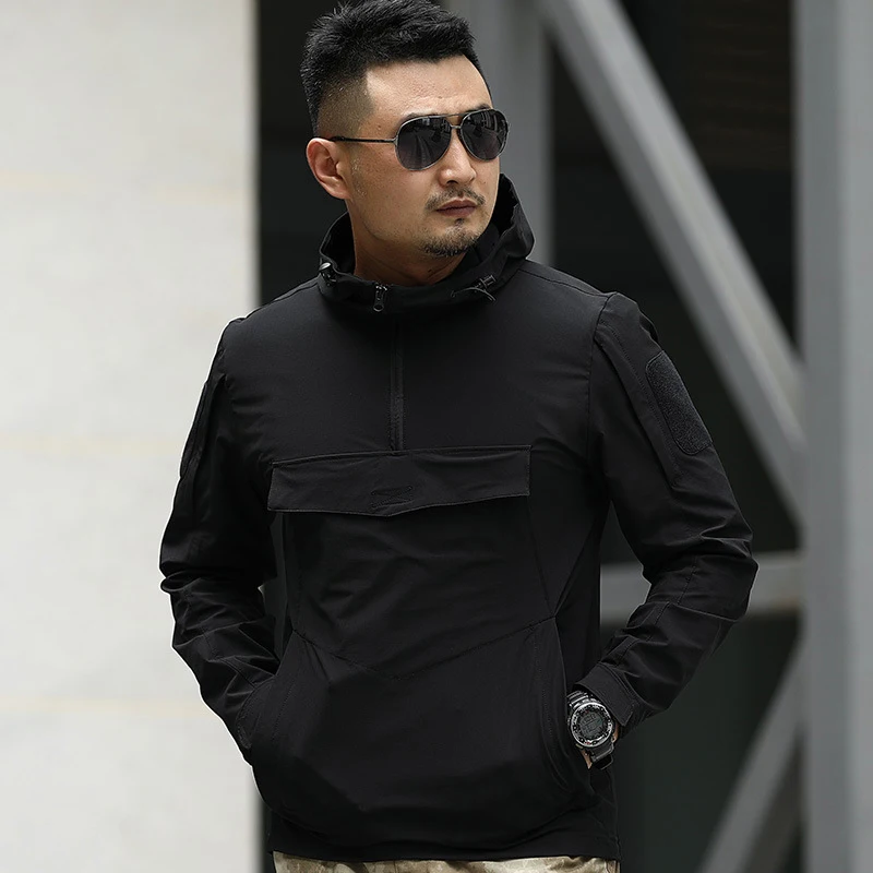 Mege-suéter táctico con capucha para hombre, sudadera negra militar del ejército, prendas de vestir de calidad para caza al aire libre, senderismo, ropa de combate, otoño - imagen 2