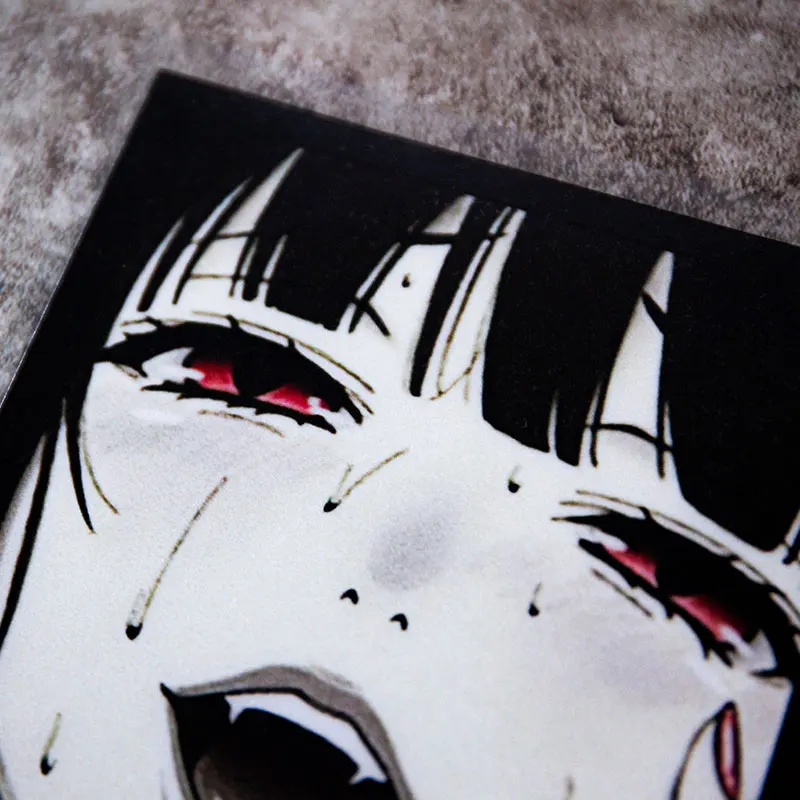 JDM japonés llorando chica reflectante impermeable ventana de coche caja pegatina para batería eléctrica coches motocicletas decoración DIY - imagen 4