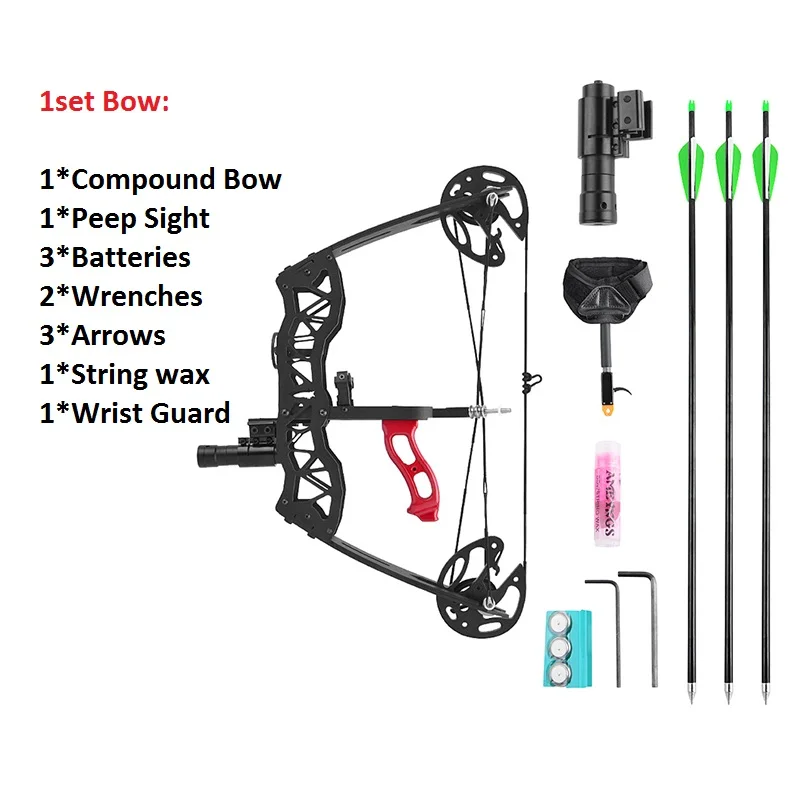 Arco compacto de tiro con arco, Mini Polea De 25lbs, mira izquierda y derecha para principiantes al aire libre, accesorios de caza y tiro de pesca - imagen 5