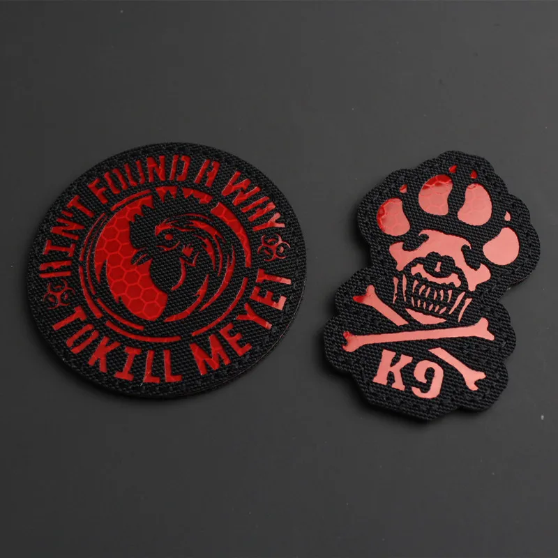 Parche reflectante del zodiaco, insignias tácticas de nailon de gallo heroico rojo para sombrero, ropa, mochila decorativa - imagen 4