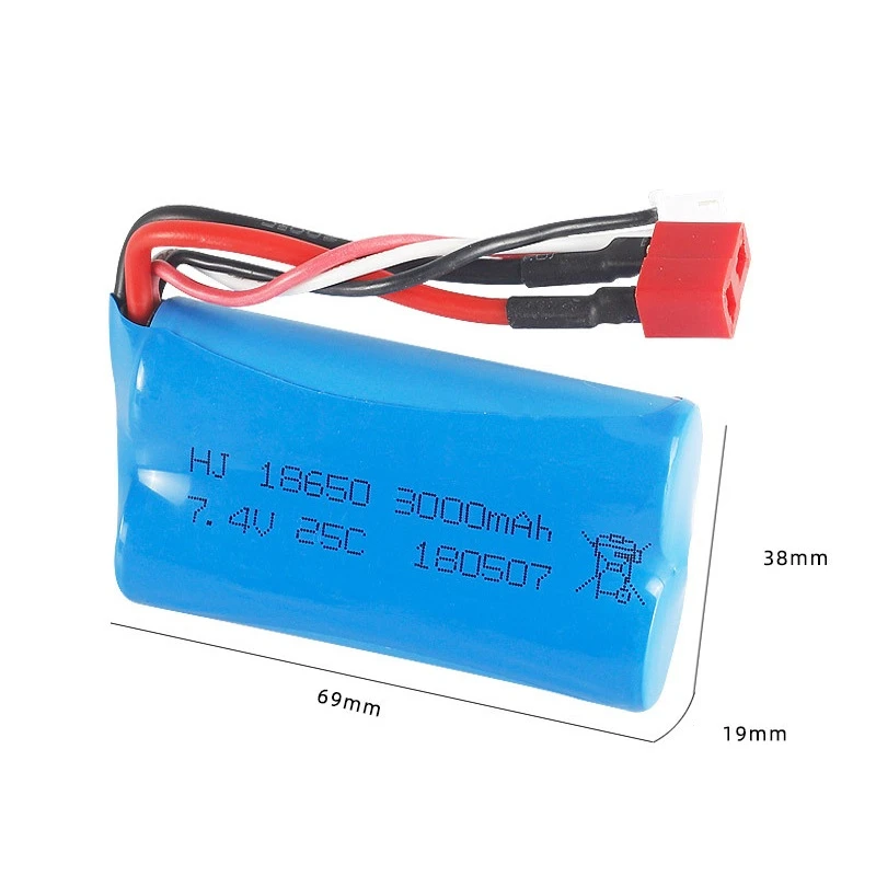 Batería lipo de 7,4 V y 3000mah, enchufe 18650 2S T para Q46 Wltoys 10428 /12428/12423 RC, accesorios de repuesto para coche, batería de alta capacidad de 7,4 V - imagen 3