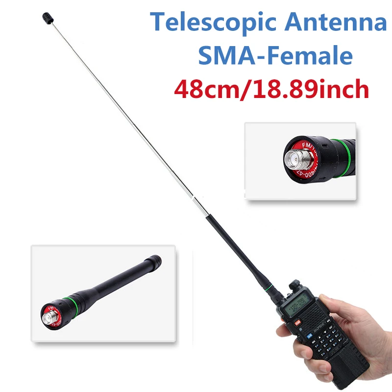ABBREE AR-775 antena telescópica SMA-hembra/macho/BNC antena de doble banda para Quansheng UV K5 K6 Baofeng UV-5R BF-888S 21 Ham Radio - imagen 3