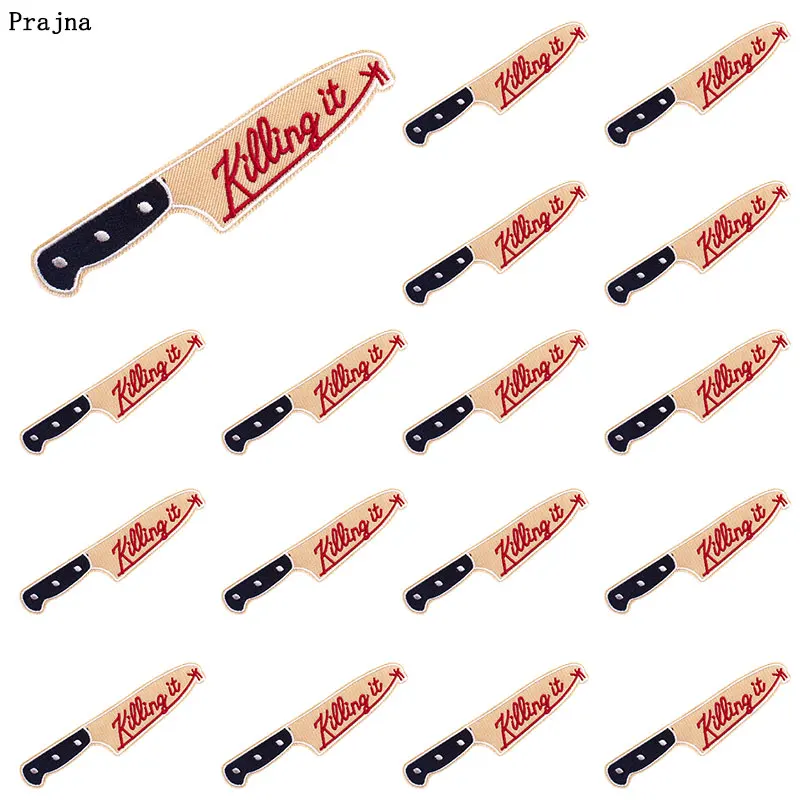 Parches bordados de rayas Punk para ropa, parches termoadhesivos en blanco y negro, parches de calavera de roca para ropa, 10 Uds. - imagen 2