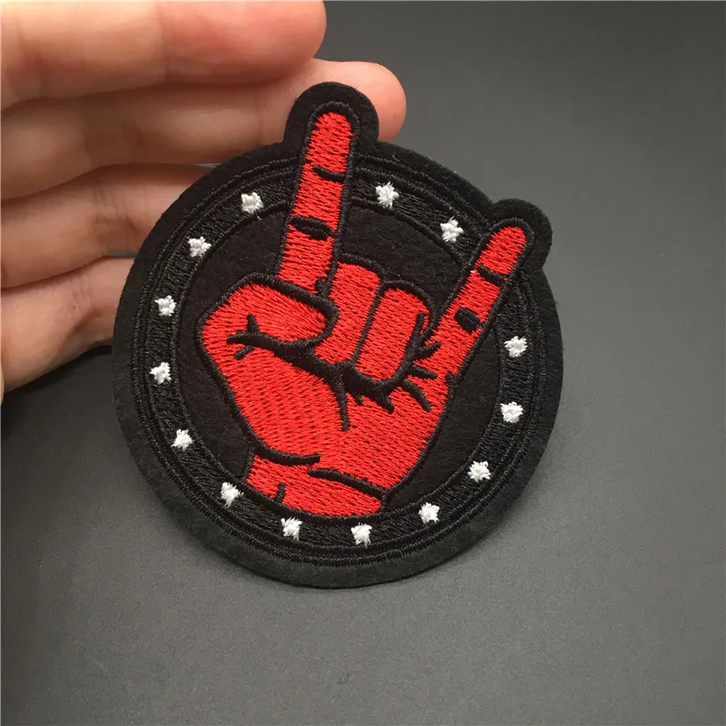 1 Uds. Tamaño del parche de roca: 6,5x6,7 cm DIY bordado raya para ropa mochila hierro en parche costura ropa pegatina apliques insignia - imagen 4