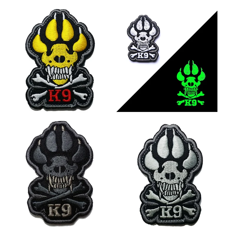Parches bordados de garra de perro K9 de la bandera americana de EE. UU., emblema táctico militar del ejército, insignias bordadas con apliques - imagen 2