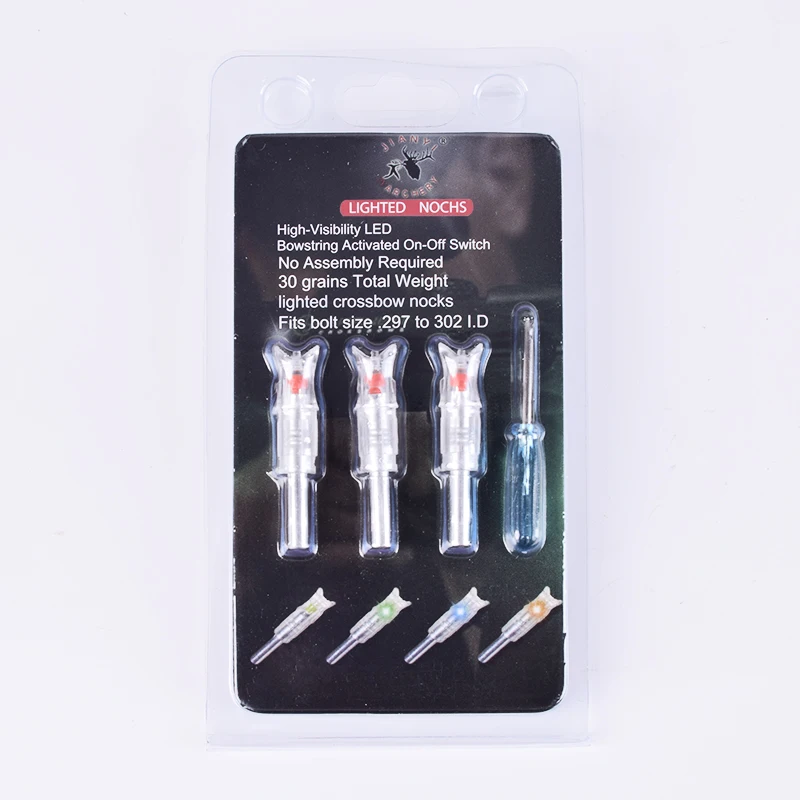 Nock luminoso automático para arco compuesto, accesorios para ballesta de caza, flecha iluminada para eje de flecha ID7.6mm, 3 uds. - imagen 2