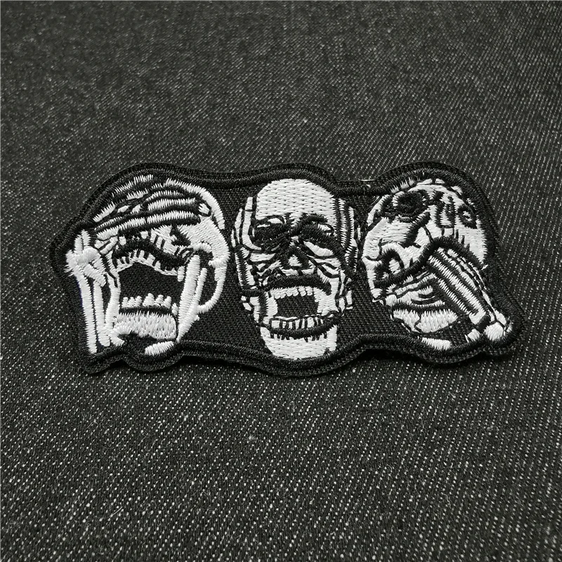 Parche de calavera Punk para ropa, parches bordados DIY para ropa, insignia de rayas, fantasma, Ojo del diablo, parches para chaqueta, letras de hierro, parche CRS - imagen 4