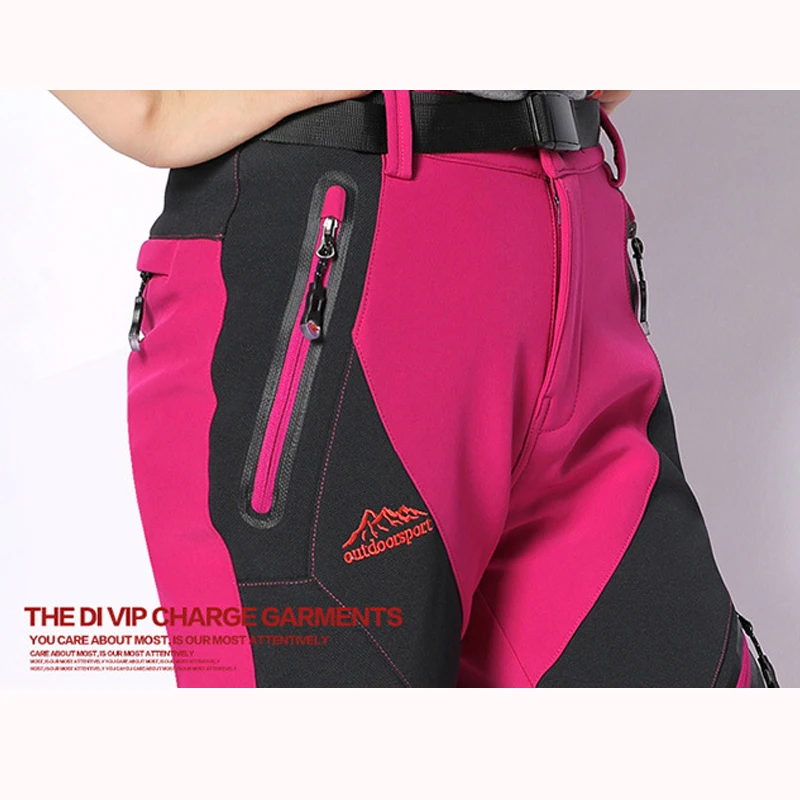 Pantalones de senderismo impermeables transpirables de gran tamaño para mujer, senderismo al aire libre, esquí, Softshell, senderismo, Camping, pantalones de escalada, invierno, 2017 - imagen 3