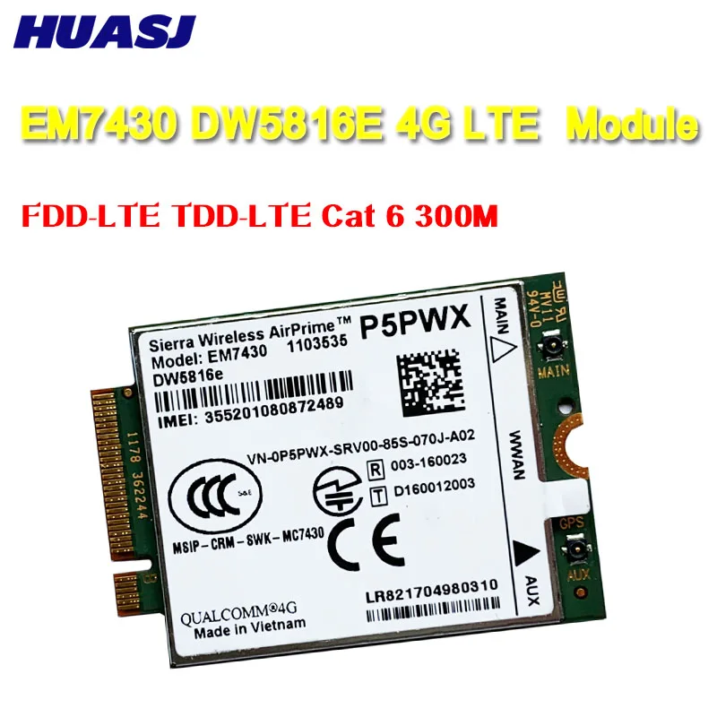 Huasj para EM7430 DW5816e GOBI6000 cat6 300M 4G LTE WWAN DW5816e para 7280 de 7285 de 7290 de 7389 de 7390 de 7480 de 7490 E7470 - imagen 2