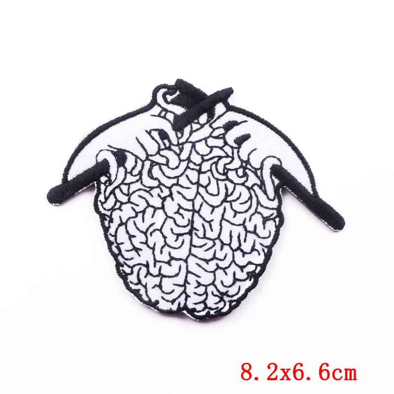 Prajna parches bordados Punk para ropa, parches termoadhesivos, Hippie, insignias para el cerebro, bricolaje, venta al por mayor, 10 unidades - imagen 3