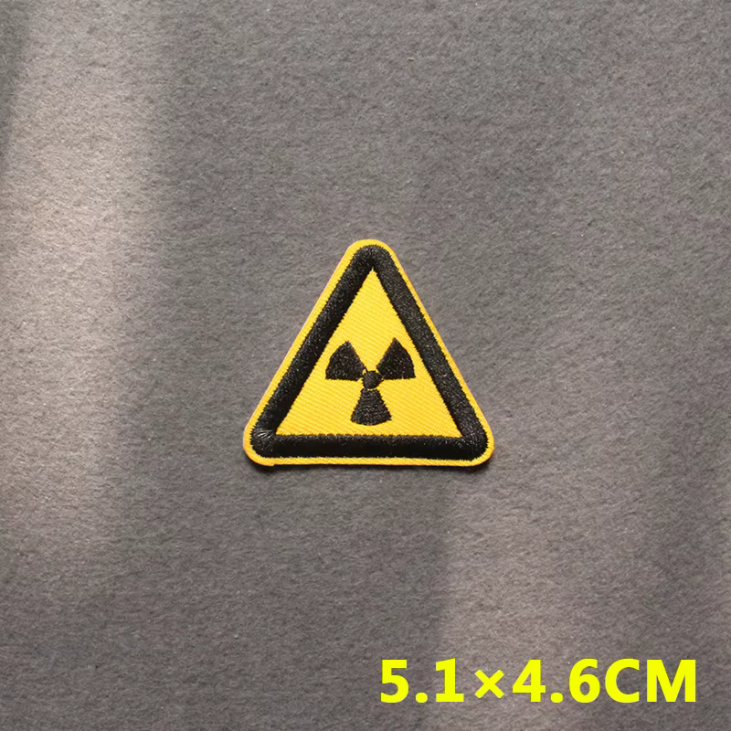 Parches de señal de advertencia bioquímica Nuclear para ropa, ropa Punk, rayas, insignia de Ban, parches bordados en la ropa, decoración - imagen 3