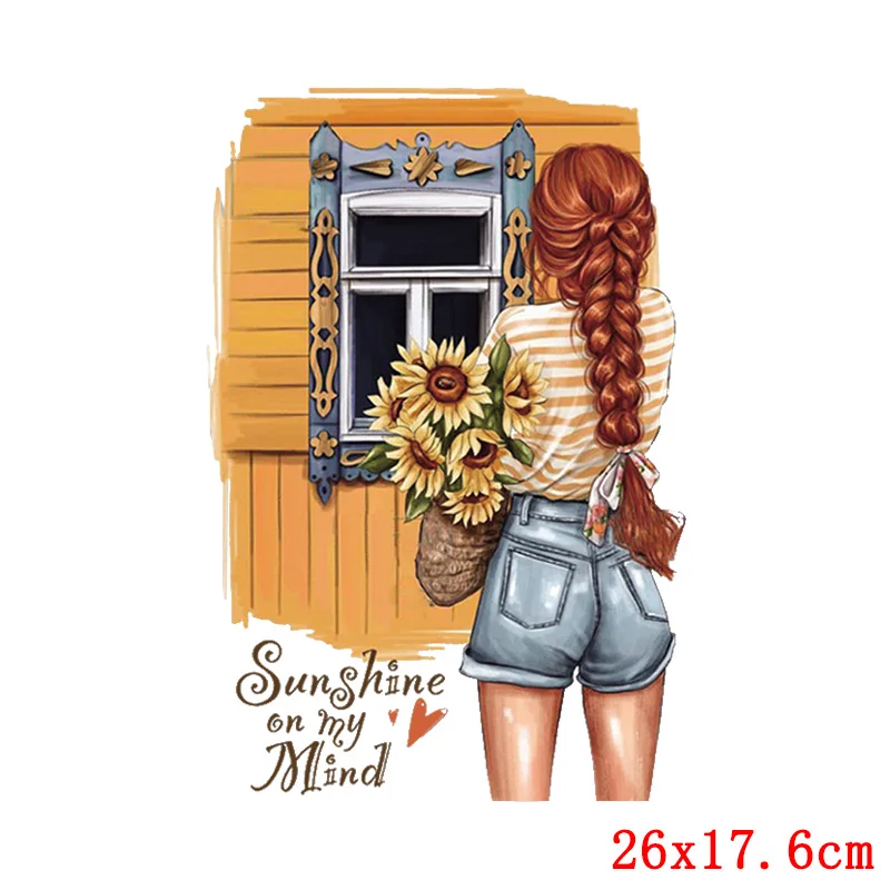 Pegatinas de moda para niña, vinilo de transferencia de calor para ropa, dibujos animados, hermosa Transferencia de hierro en ropa para niños, apliques de camiseta - imagen 3