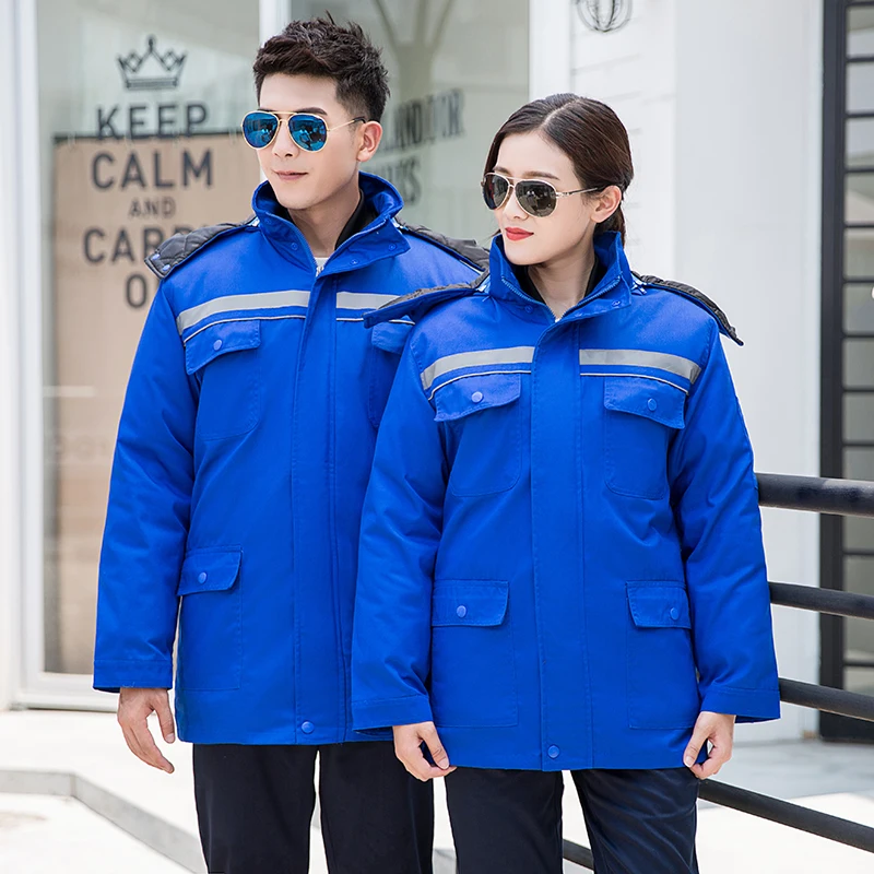 Chaqueta con capucha cálida para invierno, traje de trabajo grueso, algodón acolchado, máquina de reparación de automóviles, taller eléctrico, portero, ropa de trabajo - imagen 4