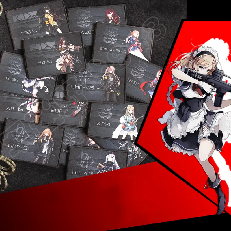 Parche de impresión frontal para niñas hermosas, brazalete táctico con brazos, animación de juego cuadrática para decoración de ropa de mochila - imagen 4