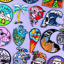 Parche de aventura Hippie, parches para planchar para ropa, apliques de imagen de Van Gogh DIY, parches bordados para ropa, pegatina de camiseta