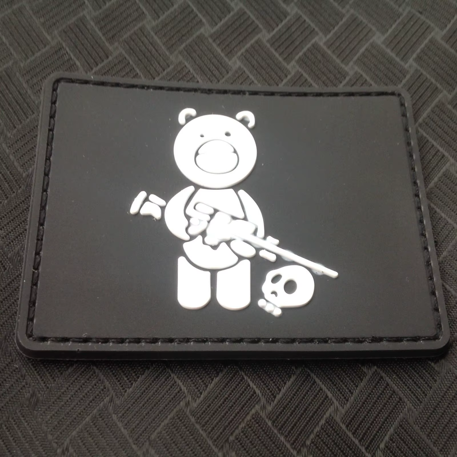 Parche de goma del ejército táctico de PVC, Calavera cazador de francotirador, oso negro, 3D - imagen 3