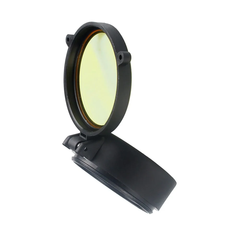 Cubierta de lente transparente para Mira de Rifle, tapa de protección de resorte rápido, visor amarillo abatible hacia arriba, calibre de caza, 30-69mm - imagen 2