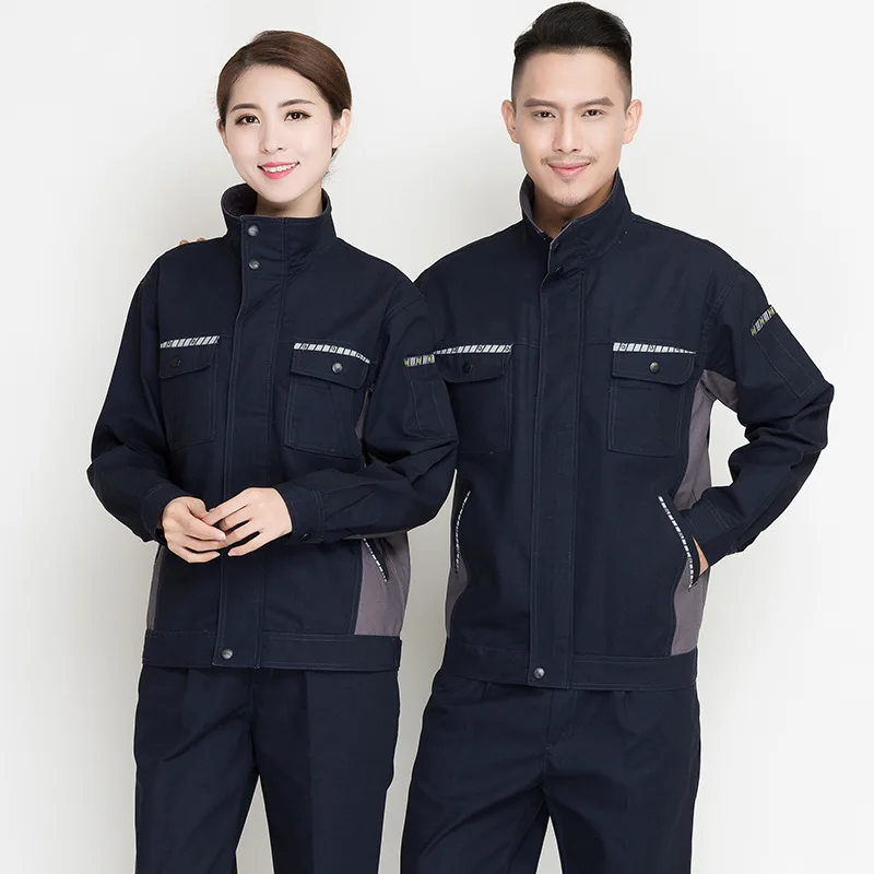 Conjunto de ropa de trabajo para hombre y mujer, chaqueta antiincrustante + Pantalones, taller de reparación de máquinas, uniformes de trabajadores duraderos, primavera y otoño - imagen 4