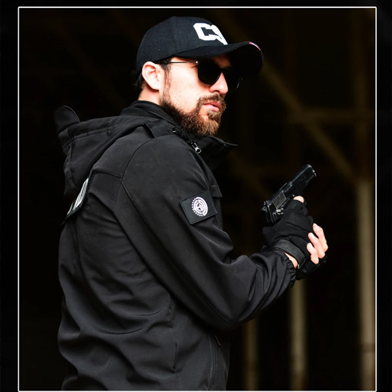 Chaqueta táctica Softshell para hombre, chaqueta militar de caza, escalada, senderismo, Camping, abrigo con capucha, rompevientos impermeable para deportes al aire libre - imagen 5