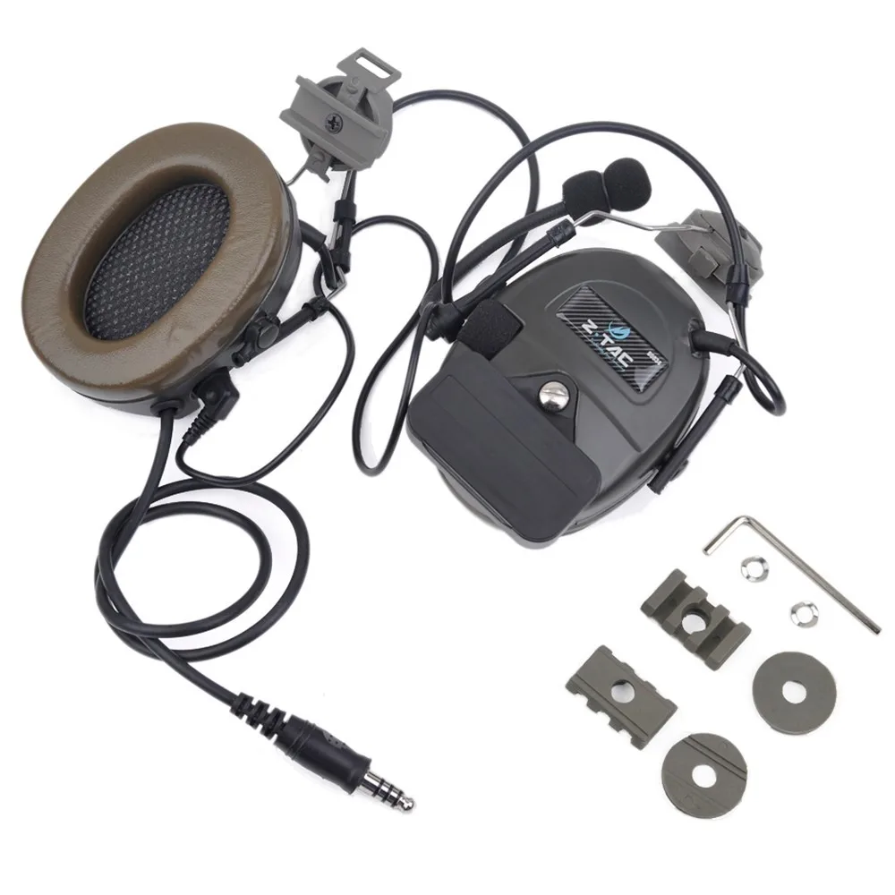 Z-TAC Z auriculares tácticos Softair aviación Airsoft auriculares Comtac I auriculares para cascos rápidos juego de adaptadores de riel - imagen 2