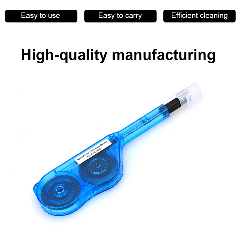 Un cepillo de dientes azul y blanco con un mango negro