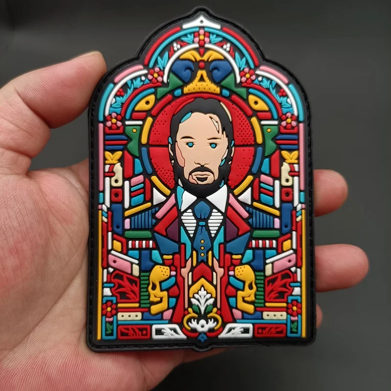 John Wick 3D PVC colorido parche de PVC brazalete táctico cráneo para ropa mochila chaleco decoración - imagen 2